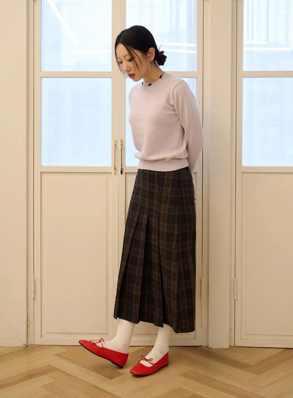 Plaid Pleated Maxi Skirt OD327 sold by Lewkin product image thumbnail 4