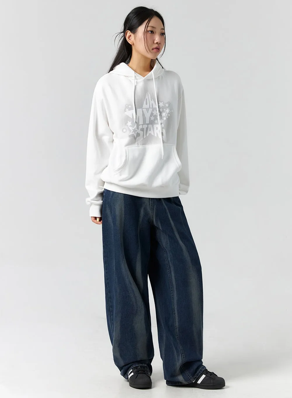 Dark Wash Wide Leg Jeans CS303 sold by Lewkin