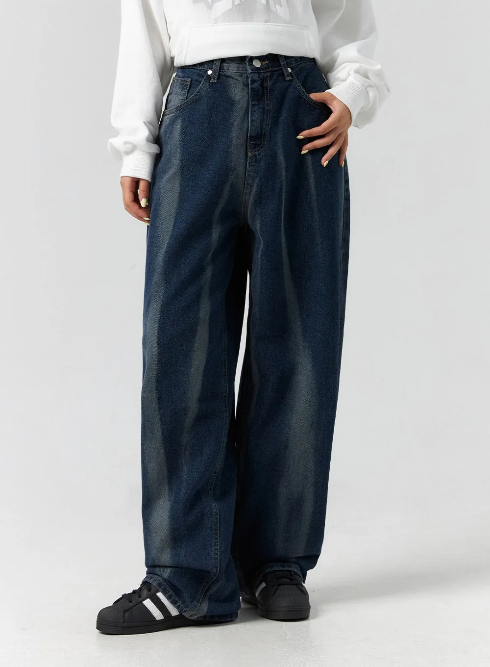 Dark Wash Wide Leg Jeans CS303 sold by Lewkin product image thumbnail 2