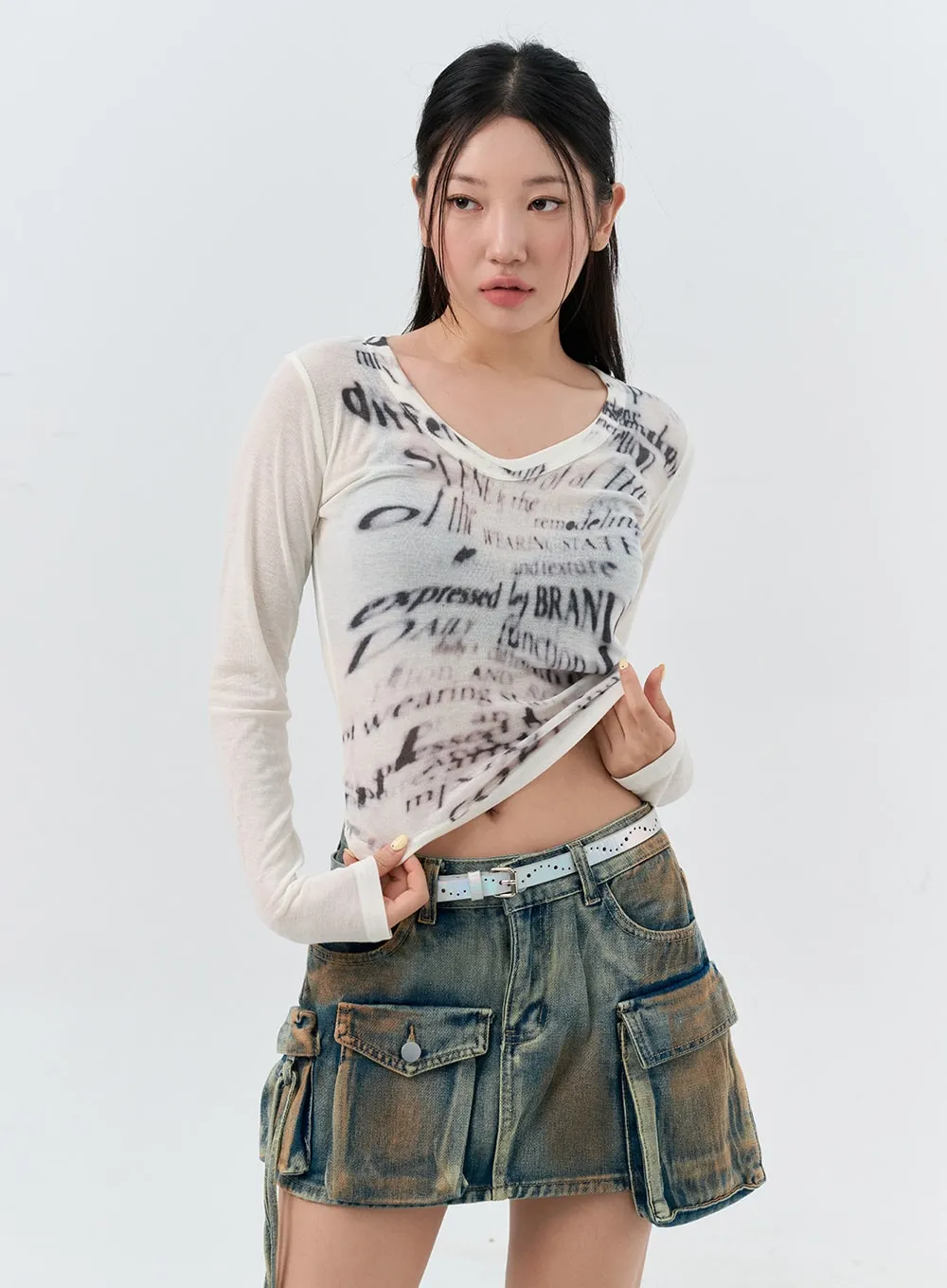 Graphic U-Neck Crop Top IS306 sold by Lewkin product image thumbnail 5