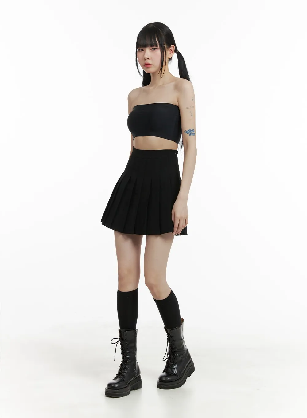 Basic Cotton Pleated Mini Skirt OM426 sold by Lewkin product image thumbnail 3