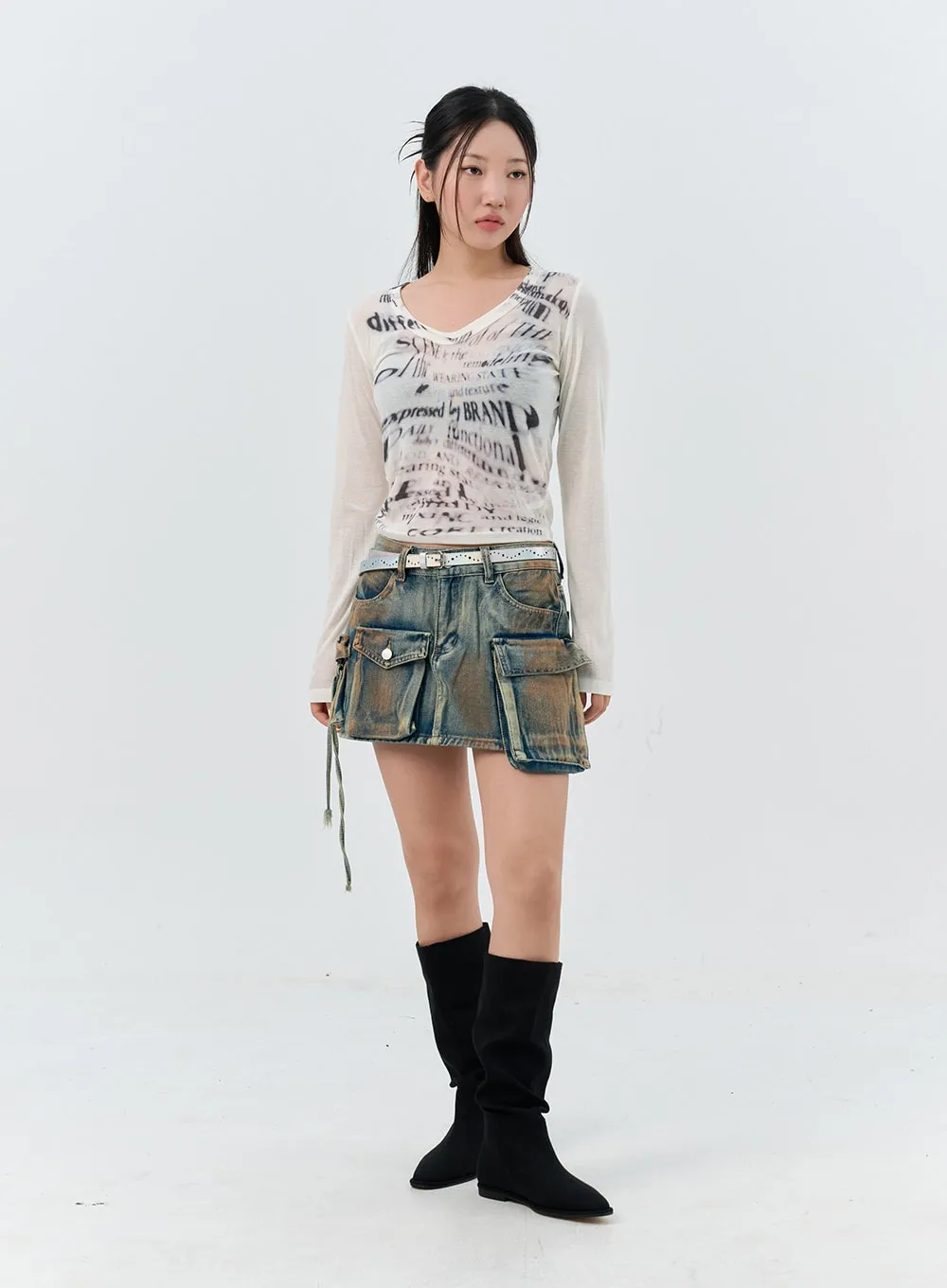 Graphic U-Neck Crop Top IS306 sold by Lewkin product image thumbnail 3