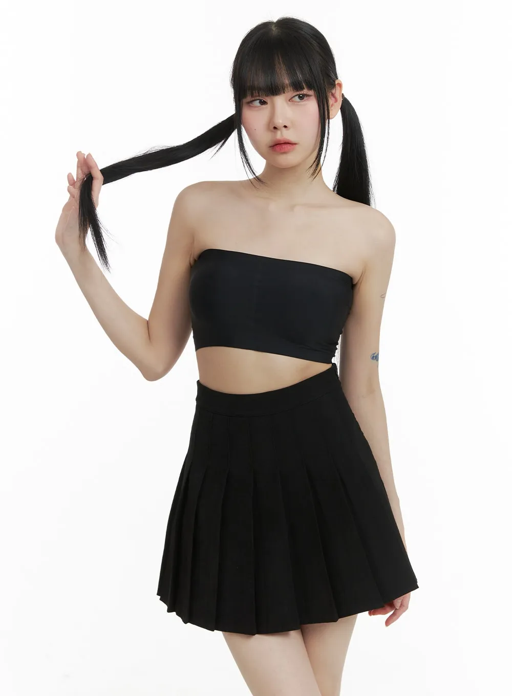 Basic Cotton Pleated Mini Skirt OM426 sold by Lewkin product image thumbnail 2