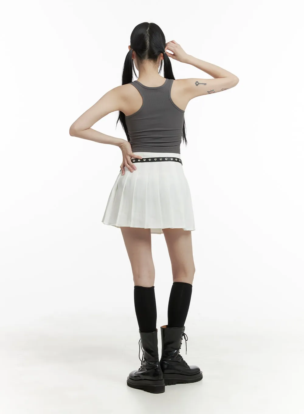 Basic Cotton Pleated Mini Skirt OM426 sold by Lewkin product image thumbnail 5