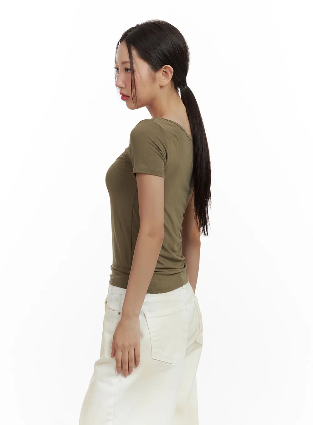 Round Neck Solid Tee CU420 sold by Lewkin product image thumbnail 5