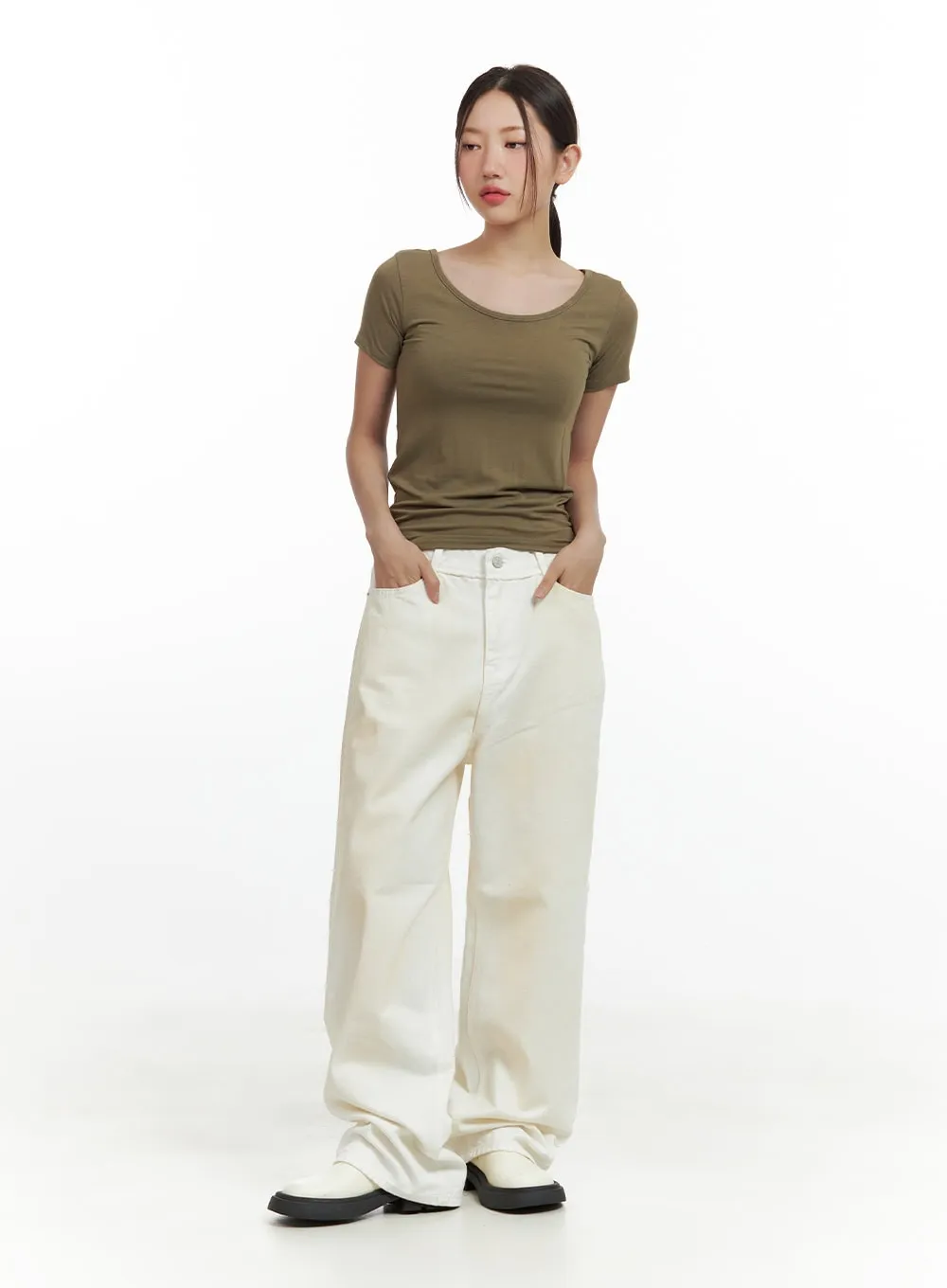 Round Neck Solid Tee CU420 sold by Lewkin product image thumbnail 2