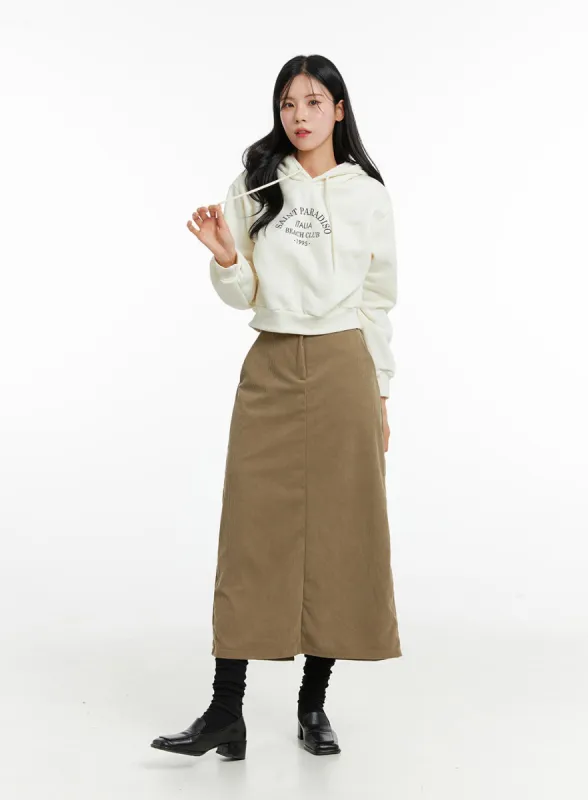 Slit Corduroy Maxi Skirt ON315 sold by Lewkin