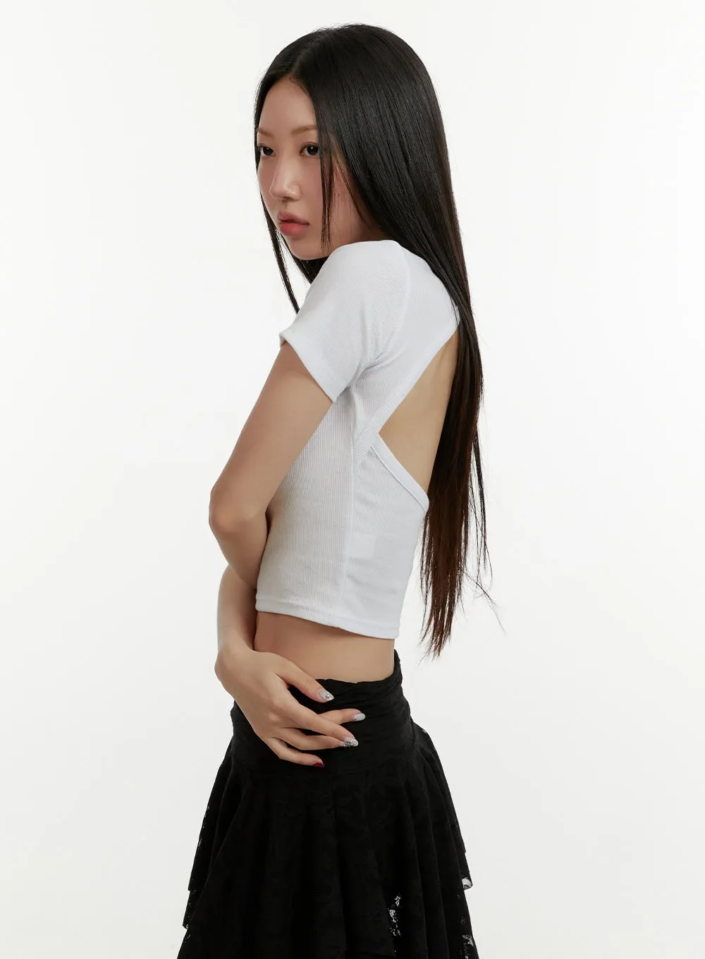 Cut-Out Back Crop Top CY408 sold by Lewkin product image thumbnail 3