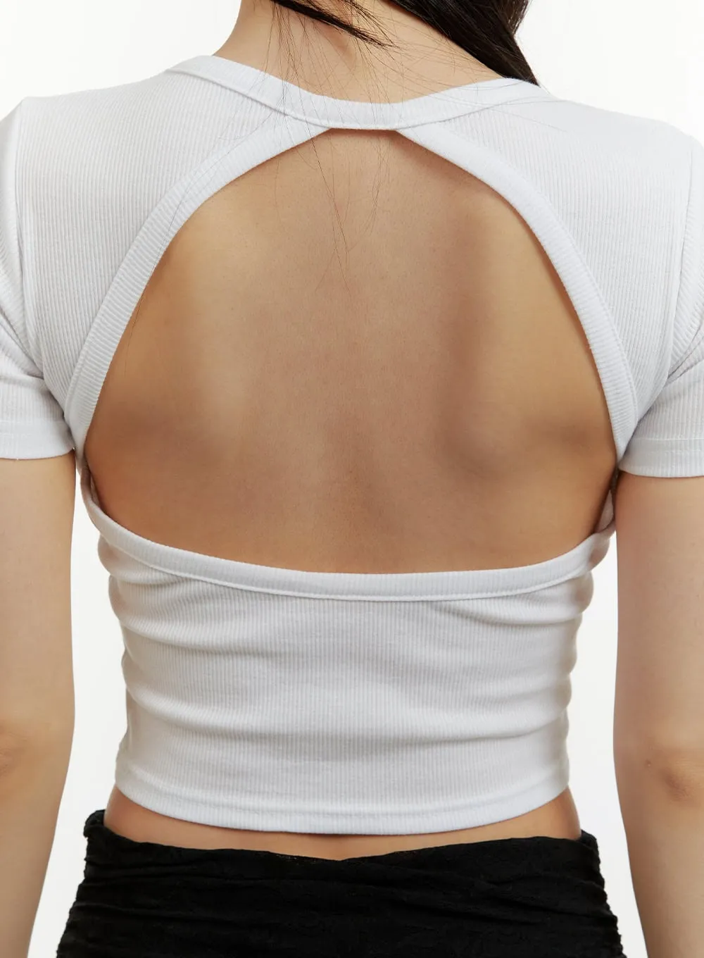 Cut-Out Back Crop Top CY408 sold by Lewkin product image thumbnail 4