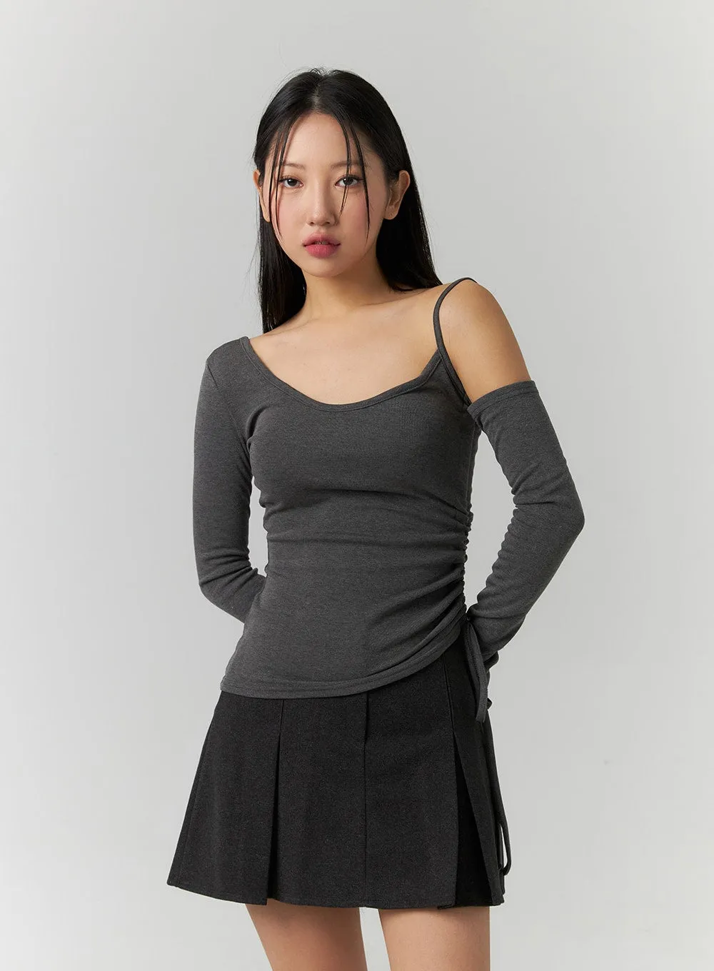 Asymmetrical Neck Cut-Out Long Sleeve Tee CD304 sold by Lewkin product image thumbnail 4