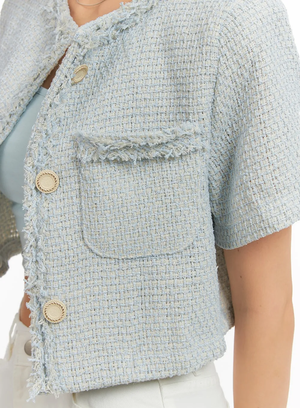 Crop Tweed Jacket OA429 sold by Lewkin product image thumbnail 4