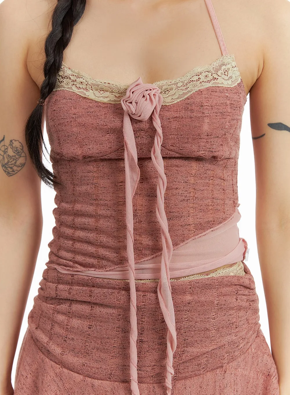 Flower Corsage Halter Top and Mini Skirt Set IM404 sold by Lewkin product image thumbnail 3