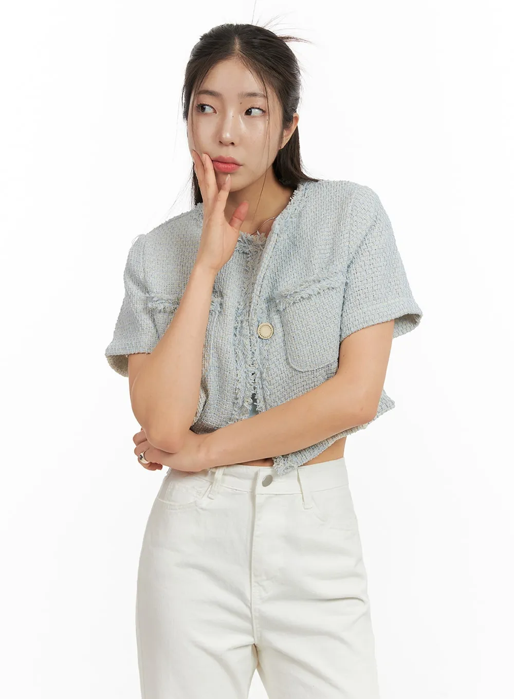 Crop Tweed Jacket OA429 sold by Lewkin