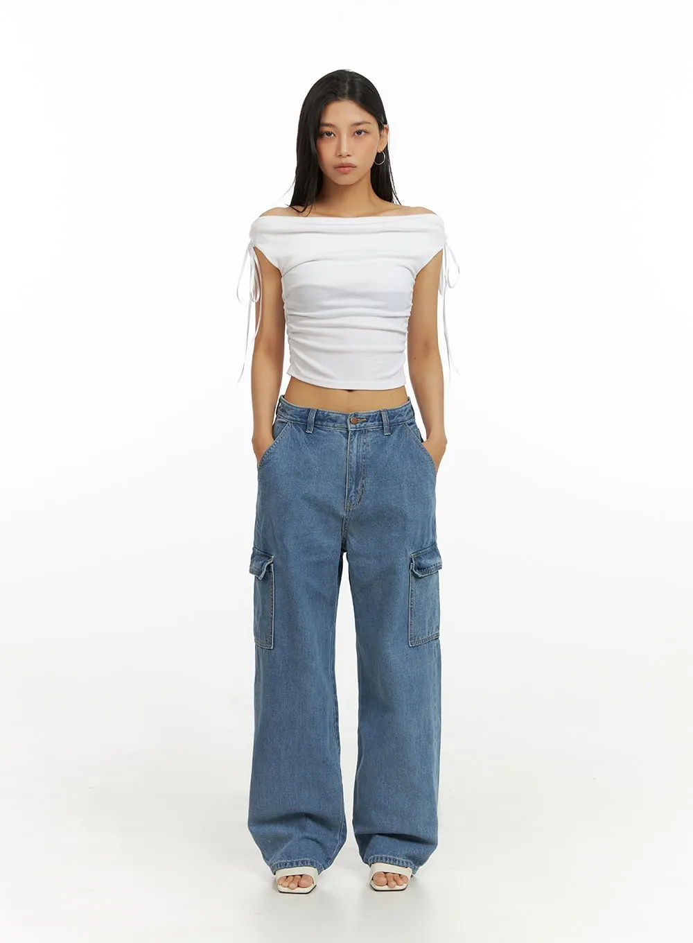 Ribbon Chic Off Shoulder Crop Top IU412 sold by Lewkin product image thumbnail 5