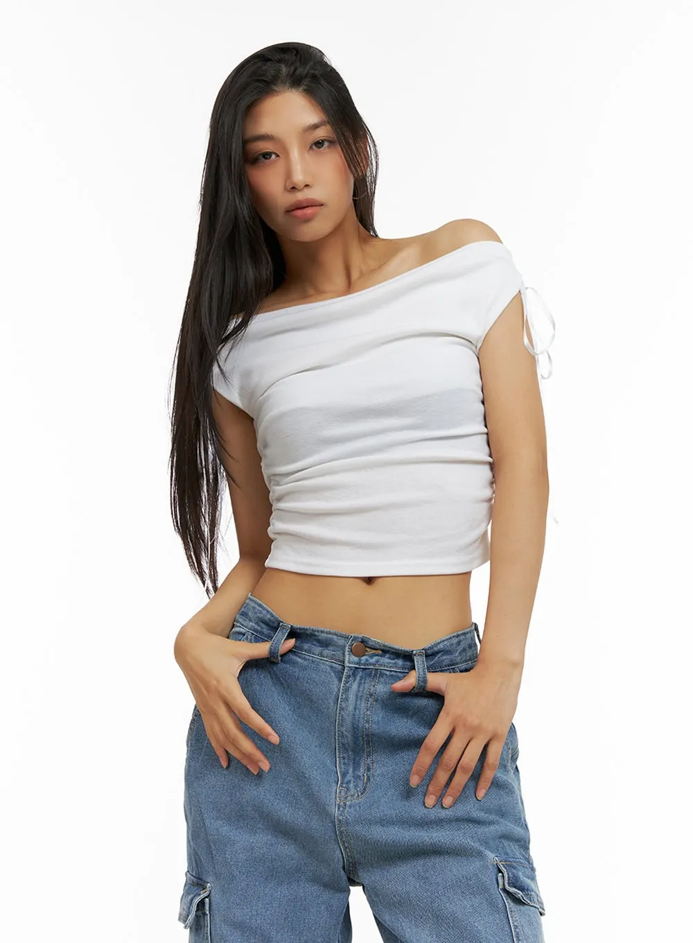 Ribbon Chic Off Shoulder Crop Top IU412 sold by Lewkin