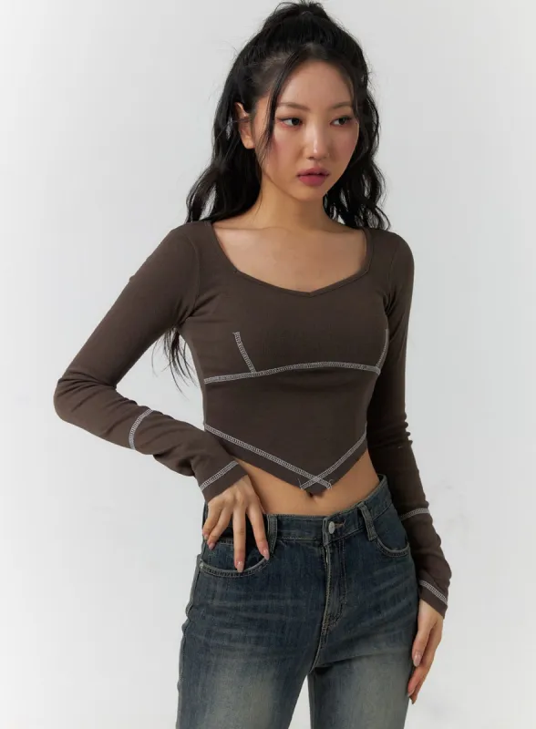 Long Sleeve Crop Top CF401 sold by Lewkin
