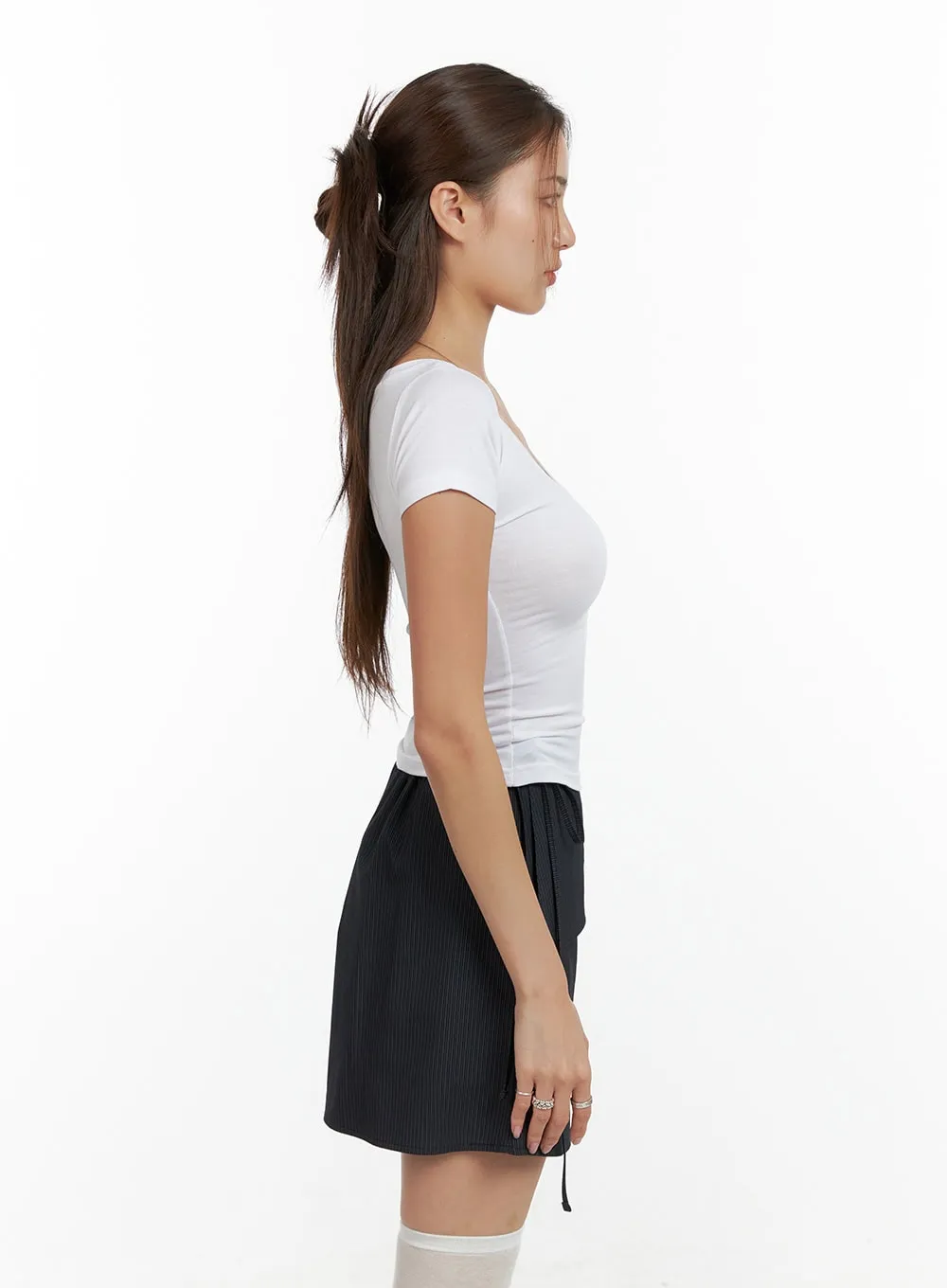 Basic V-Neck Crop Top CL405 sold by Lewkin product image thumbnail 5