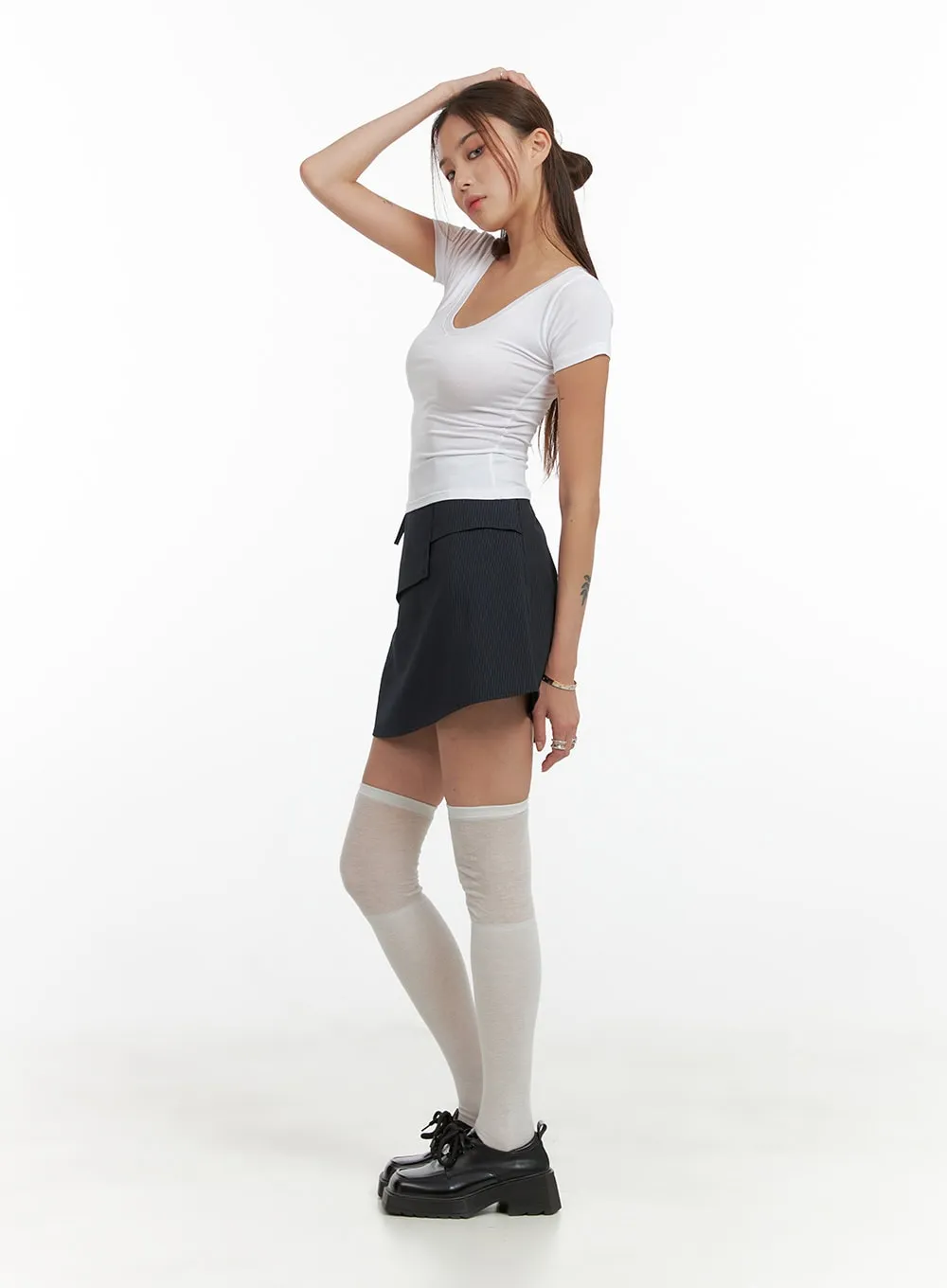 Basic V-Neck Crop Top CL405 sold by Lewkin product image thumbnail 3