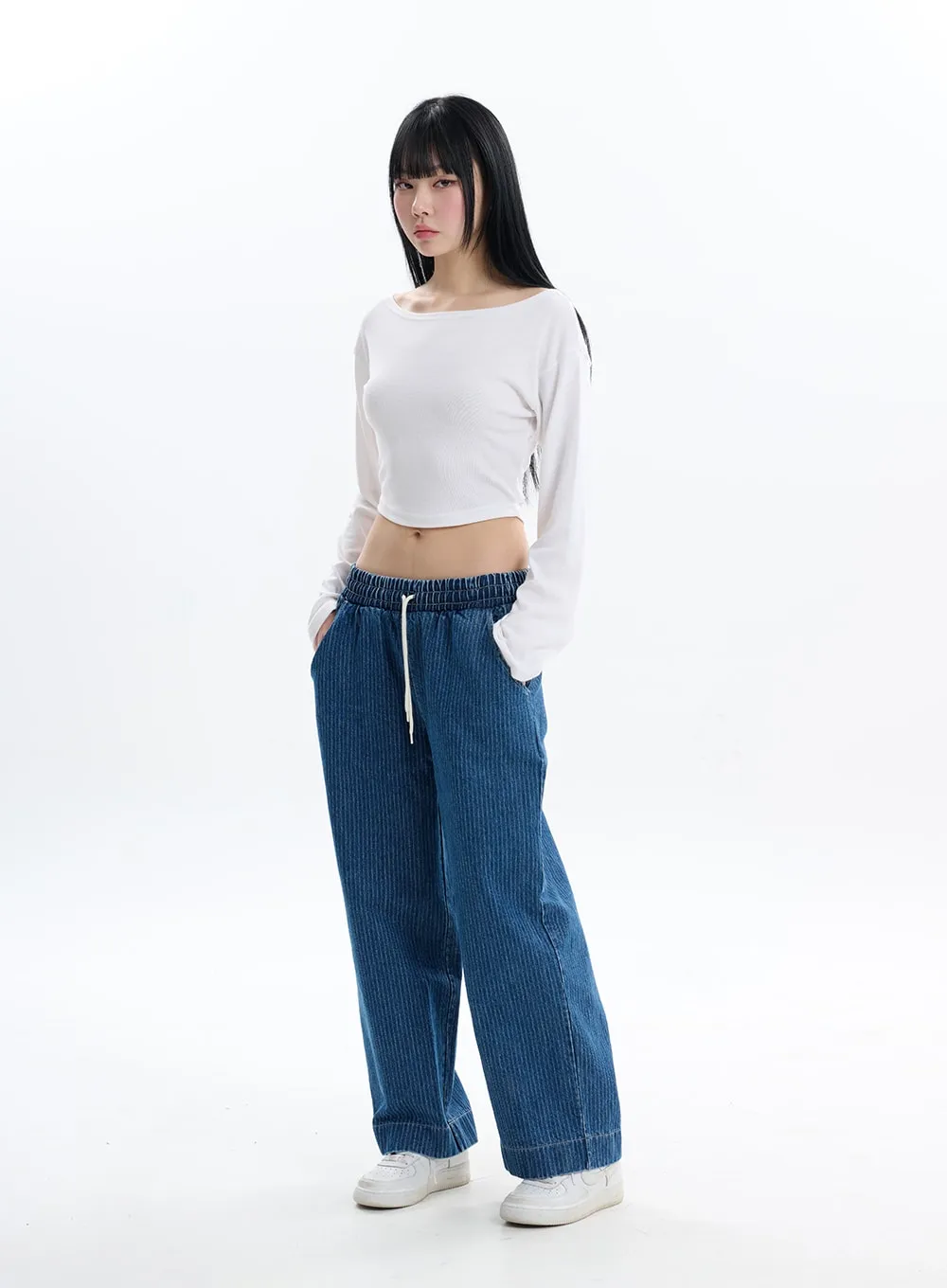Solid Crop Long Sleeve Top IF413 sold by Lewkin product image thumbnail 5