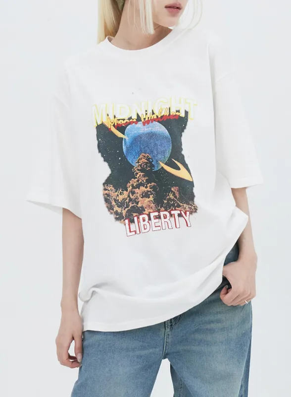 Graphic Oversized Tee IU313 sold by Lewkin