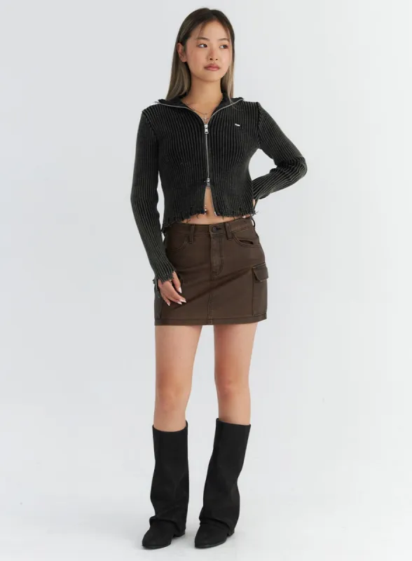 Faux Leather Cargo Mini Skirt CO310 sold by Lewkin