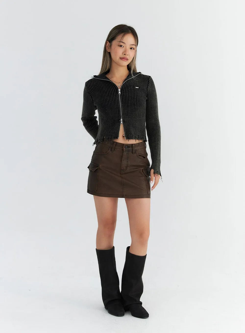 Faux Leather Cargo Mini Skirt CO310 sold by Lewkin product image thumbnail 3