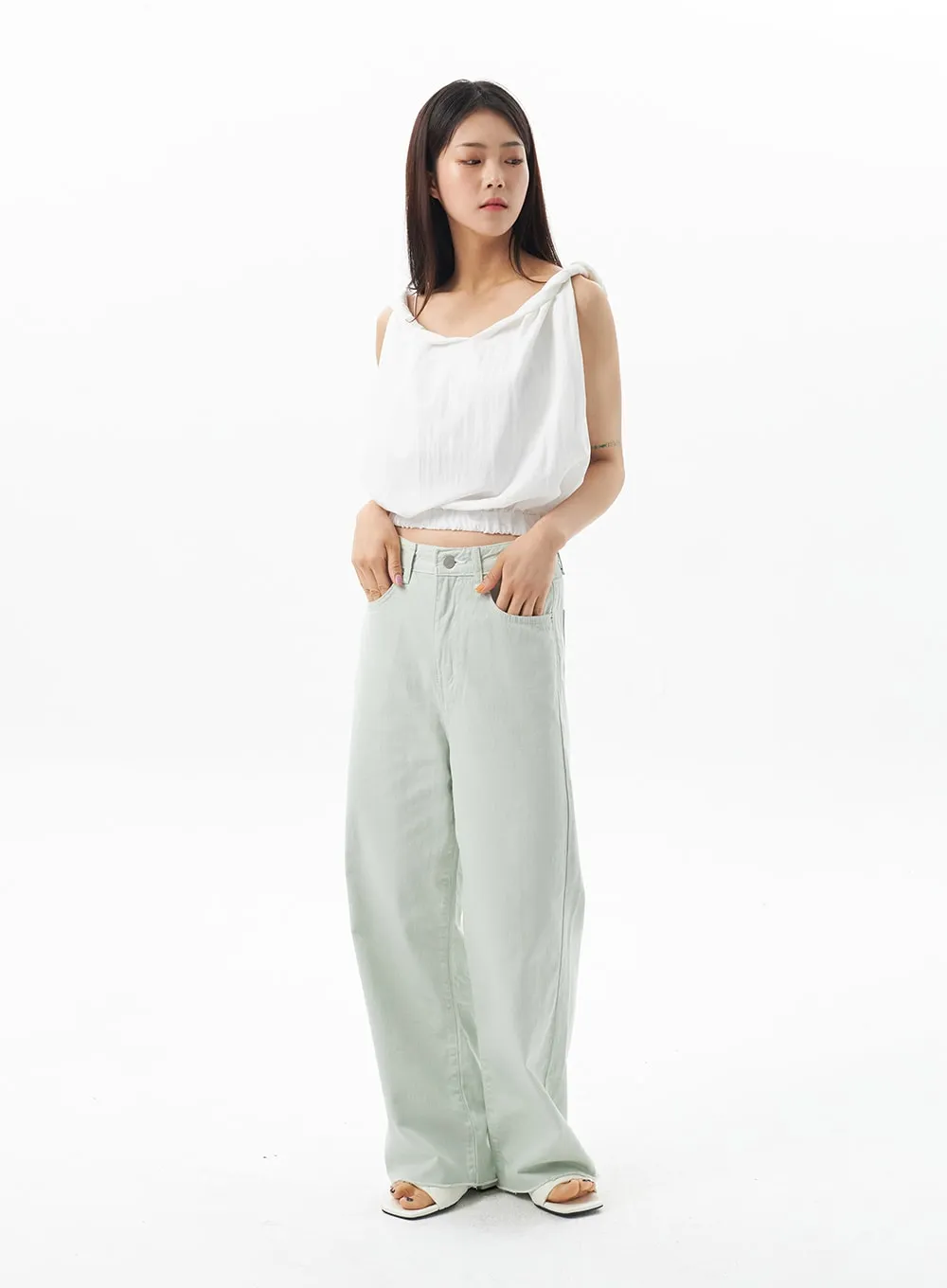 Scoop Back Cropped Top OU319 sold by Lewkin product image thumbnail 2