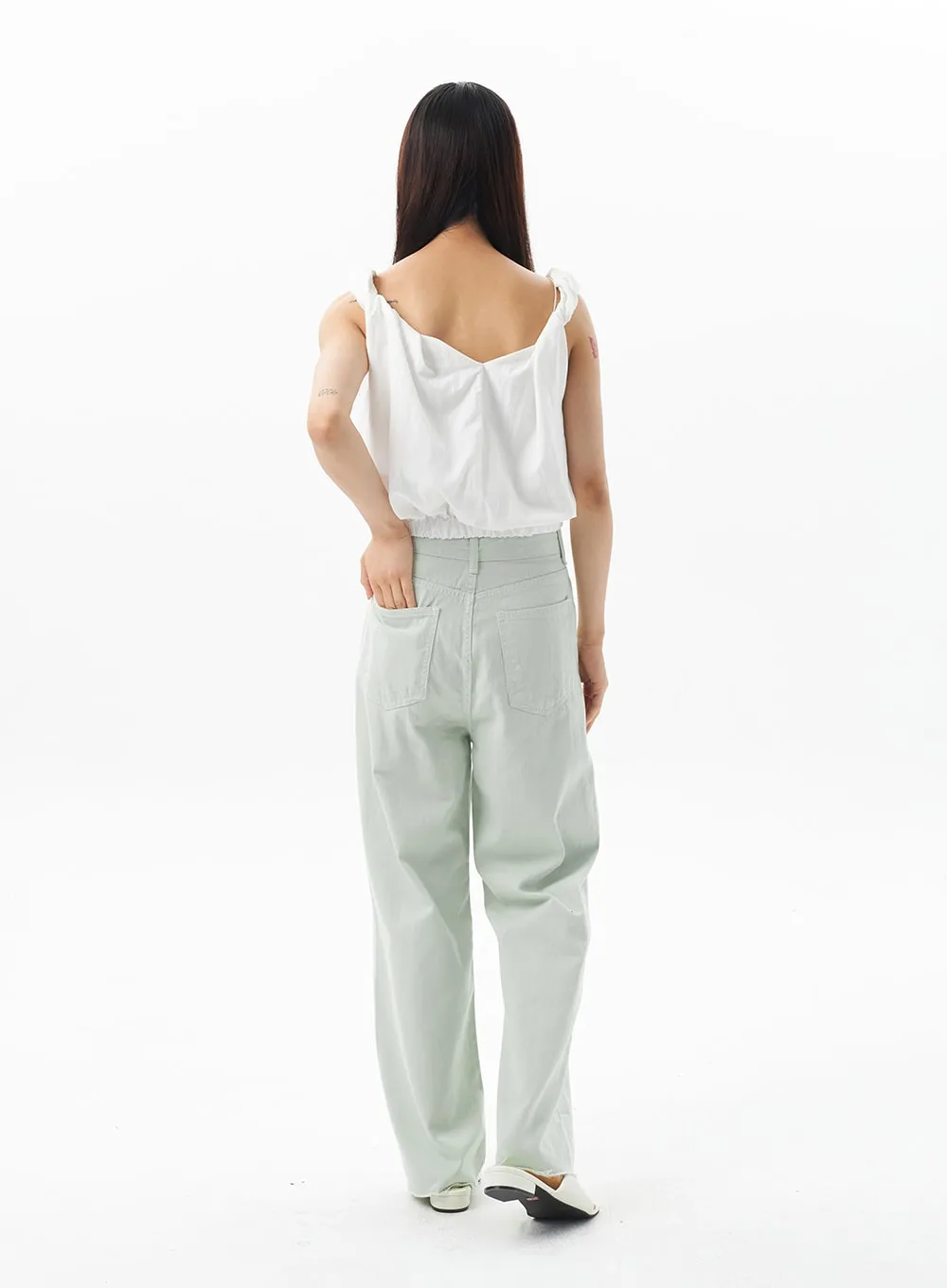 Scoop Back Cropped Top OU319 sold by Lewkin product image thumbnail 5
