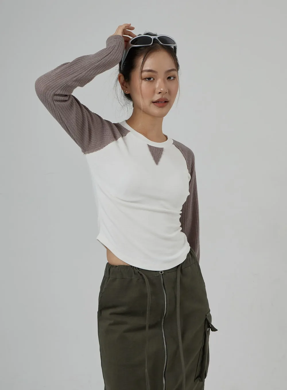 Knit Long Sleeve Detail Top CD29 sold by Lewkin product image thumbnail 5