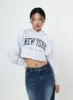 Lettering Crop Hoodie Sweatshirt CS23 sold by Lewkin