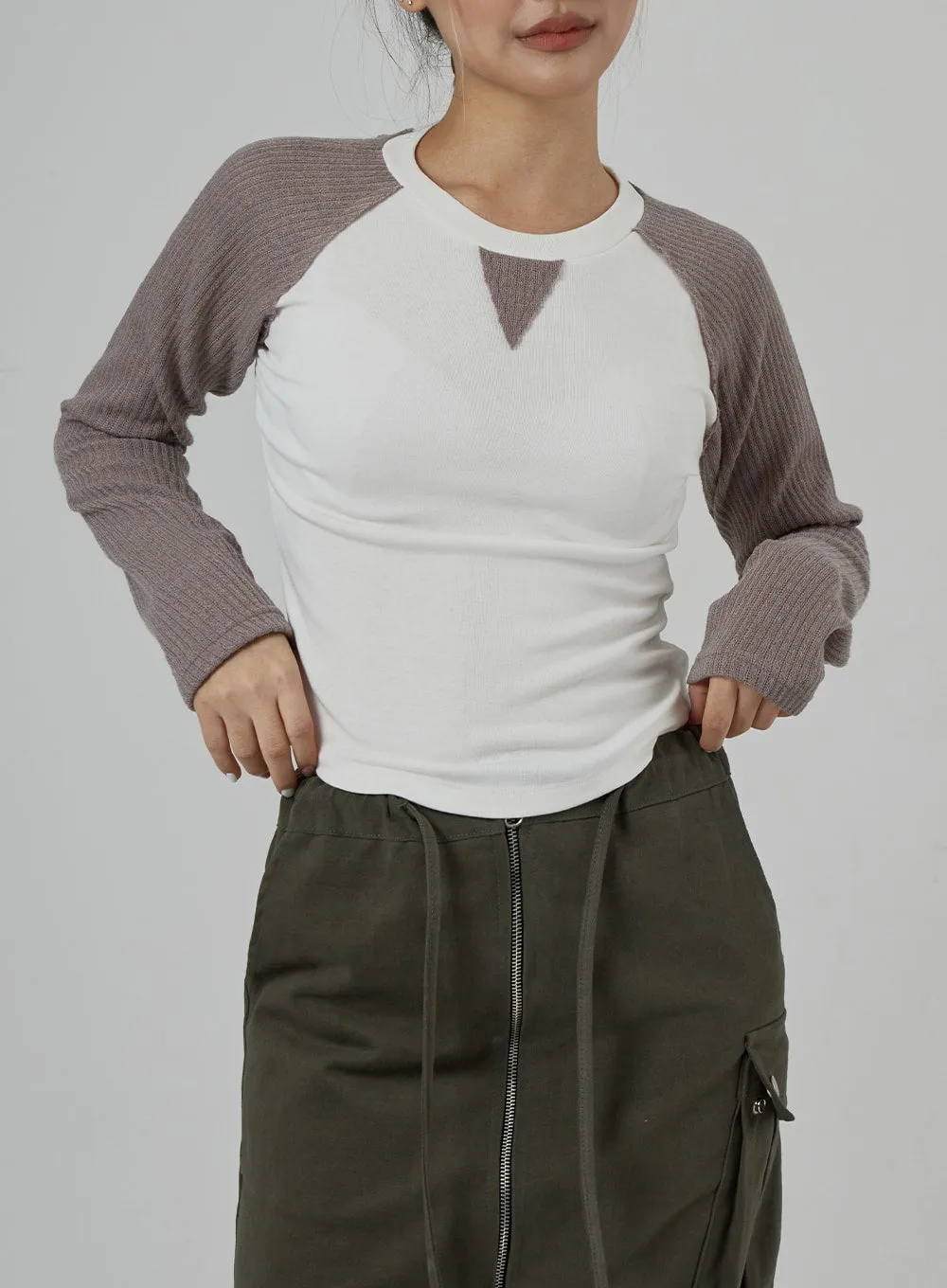 Knit Long Sleeve Detail Top CD29 sold by Lewkin product image thumbnail 2