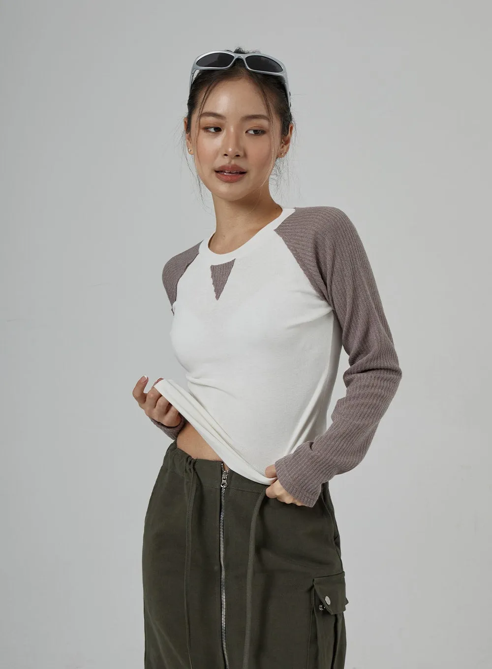 Knit Long Sleeve Detail Top CD29 sold by Lewkin