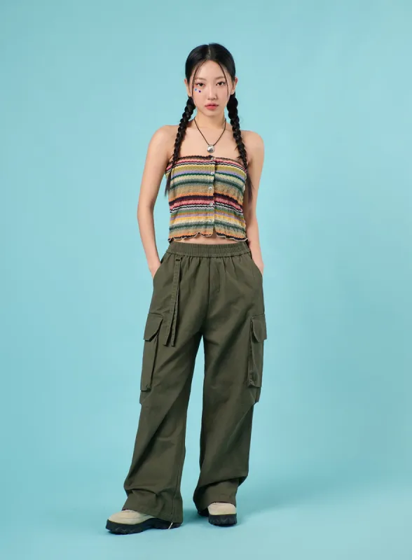 Cargo Wide-Leg Pants IJ430 sold by Lewkin