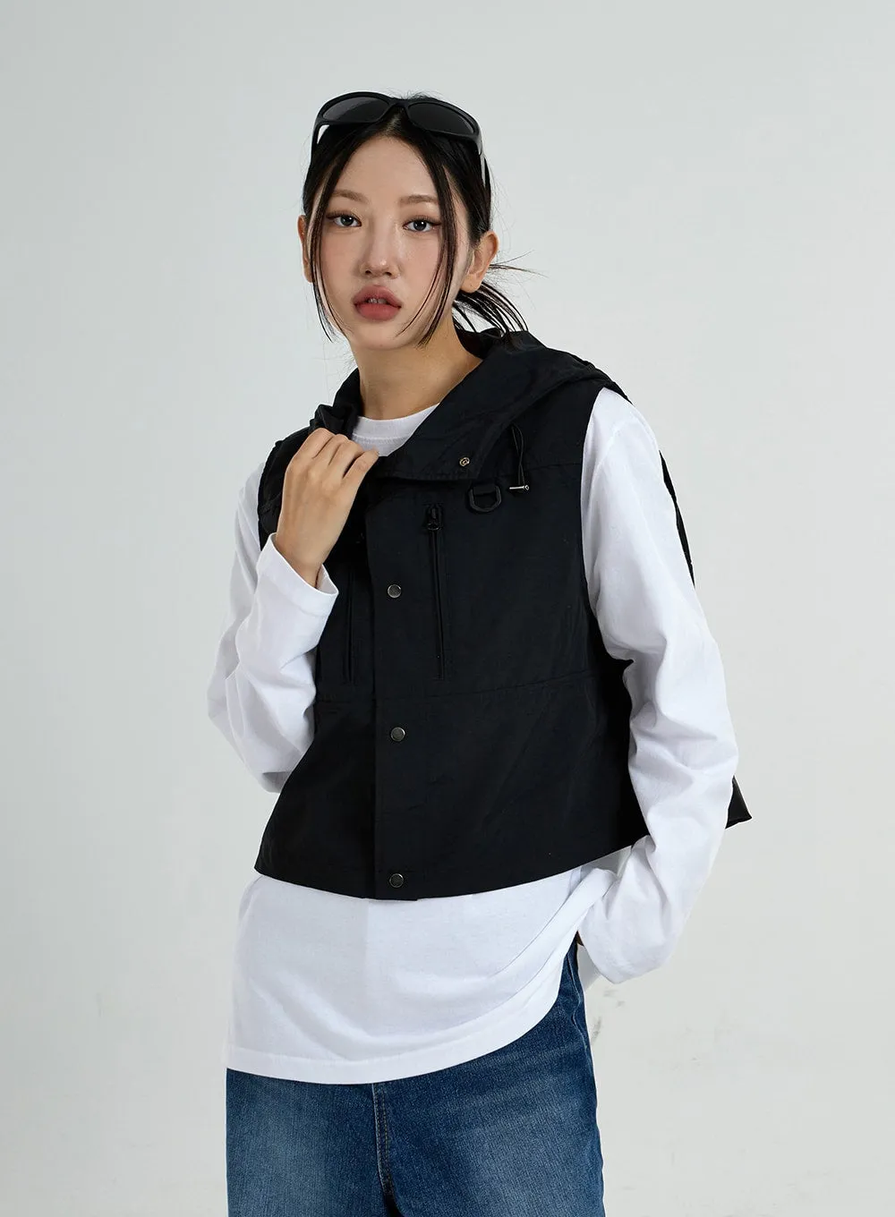 Hooded Button Vest Unisex CO25 sold by Lewkin product image thumbnail 2