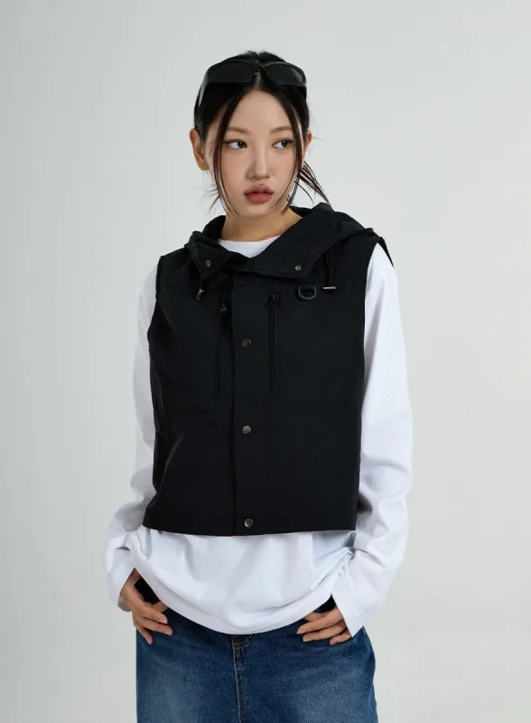Hooded Button Vest Unisex CO25 sold by Lewkin
