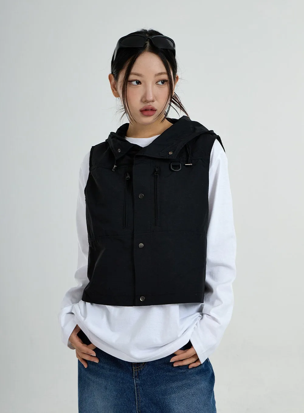 Hooded Button Vest Unisex CO25 sold by Lewkin