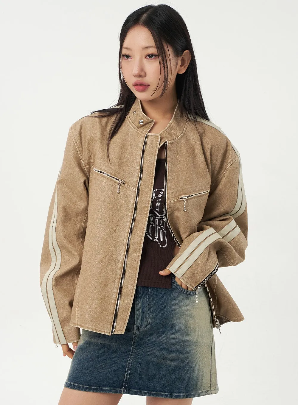 Biker Jacket Unisex CA325 sold by Lewkin