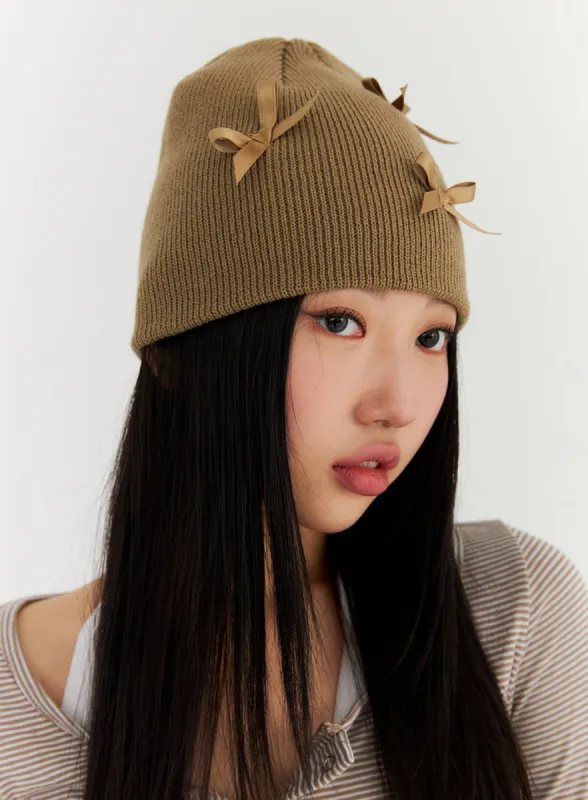 Ribbed Ribbon Beanie IN317 sold by Lewkin