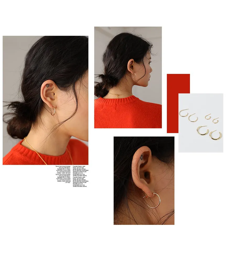 Gold Simple Earrings Set sold by Lewkin
