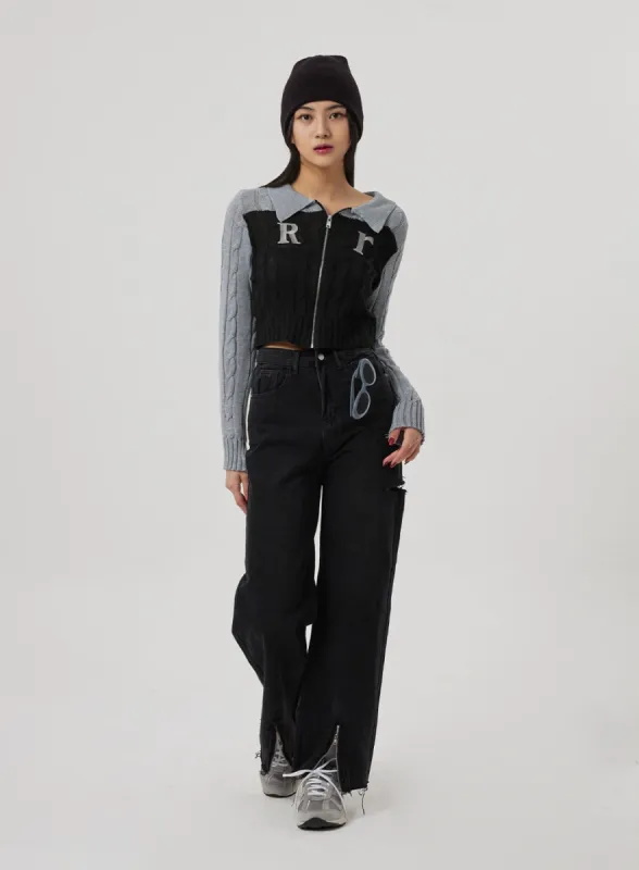 Zipper Slit Semi Wide Pants BF310 sold by Lewkin