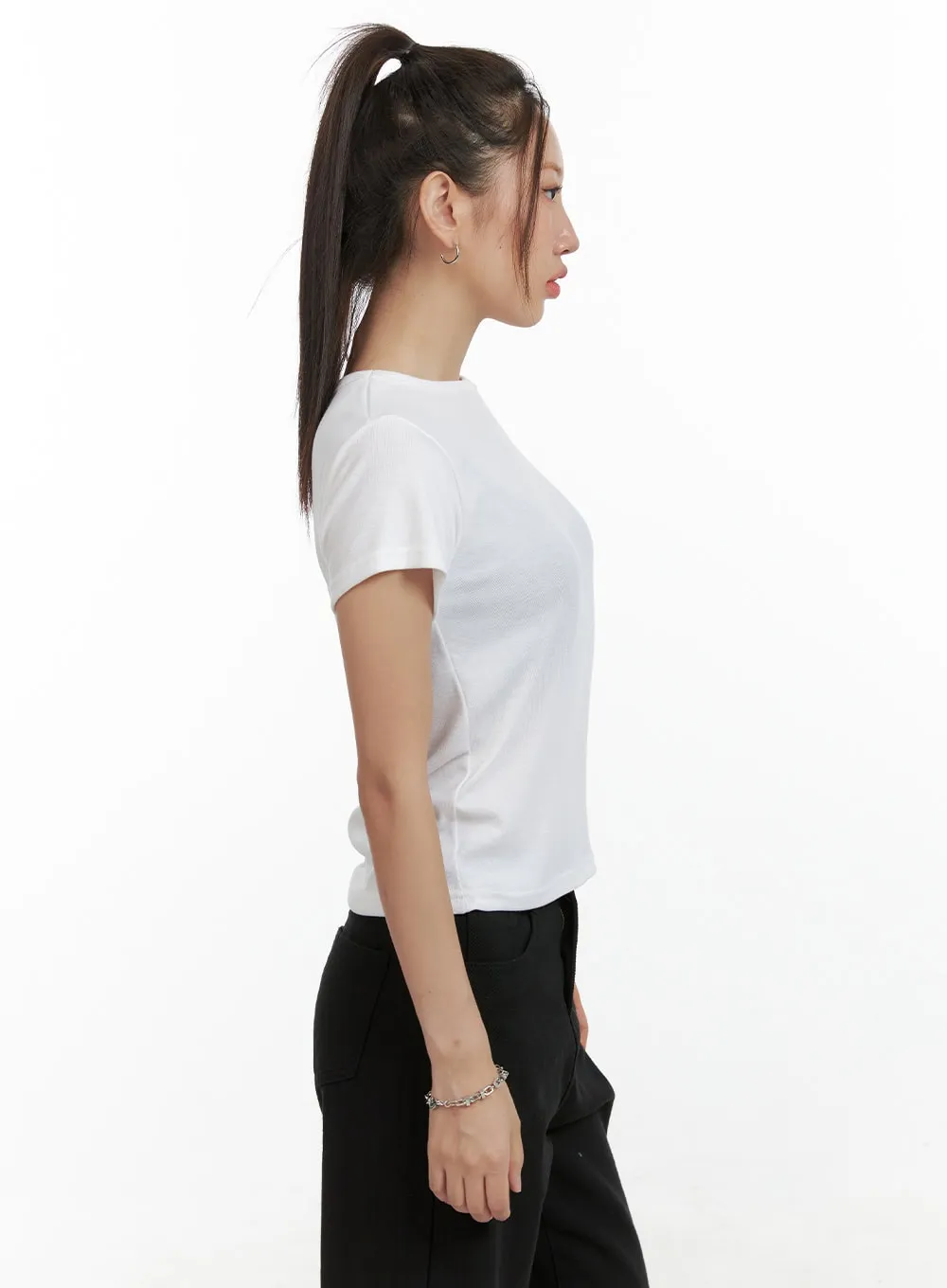 Solid Short Sleeve T-Shirt OL408 sold by Lewkin product image thumbnail 5