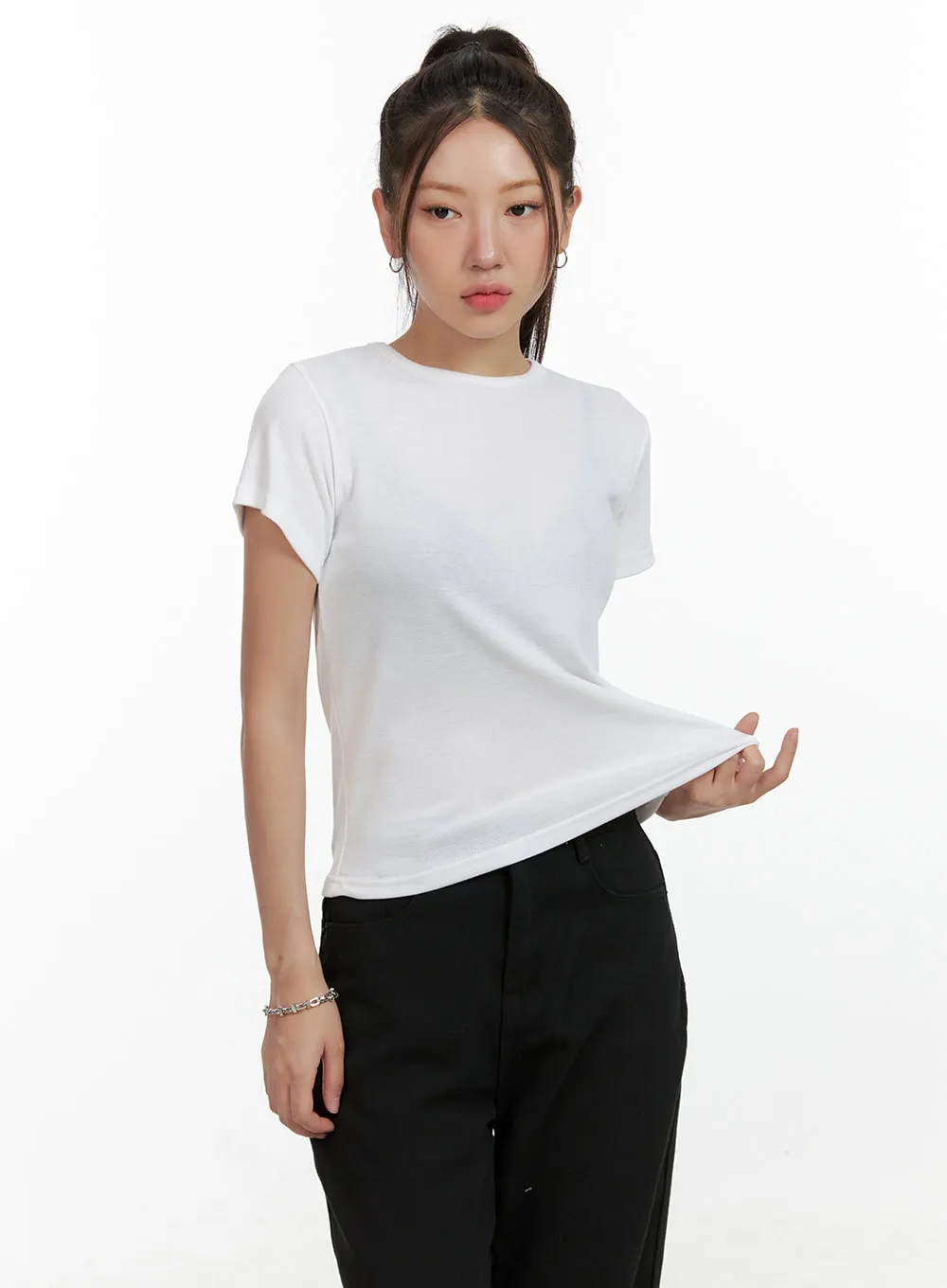 Solid Short Sleeve T-Shirt OL408 sold by Lewkin