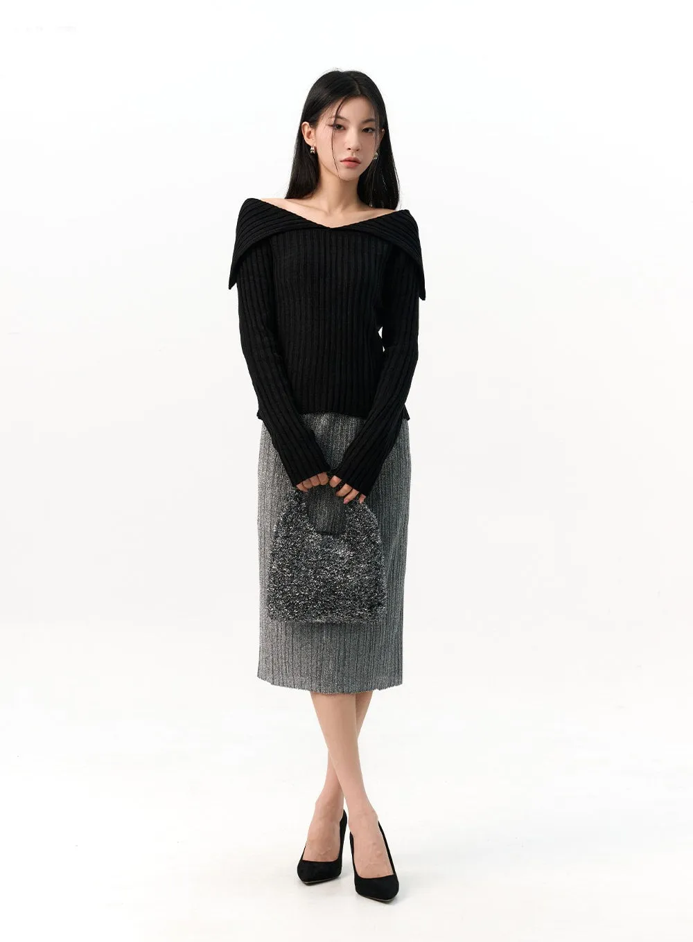 Off-Shoulder Knit Sweater IO320 sold by Lewkin product image thumbnail 4