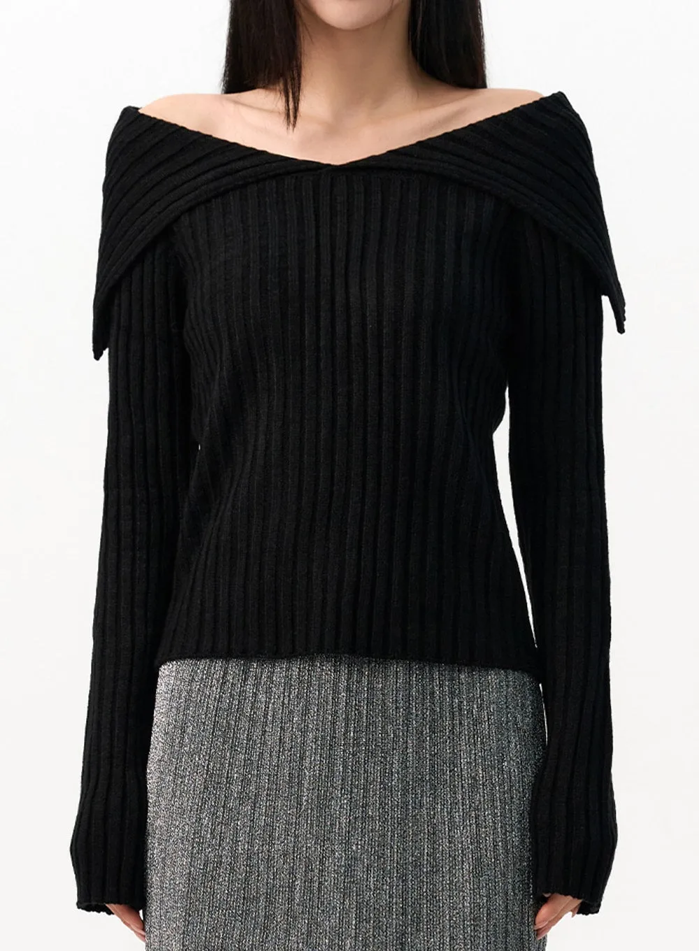 Off-Shoulder Knit Sweater IO320 sold by Lewkin product image thumbnail 5