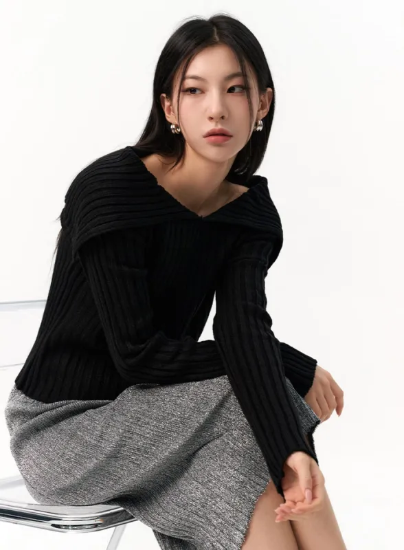 Off-Shoulder Knit Sweater IO320 sold by Lewkin