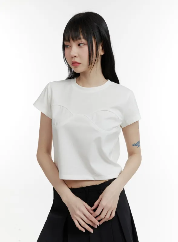 Shaped Detail Crop Top CM429 sold by Lewkin