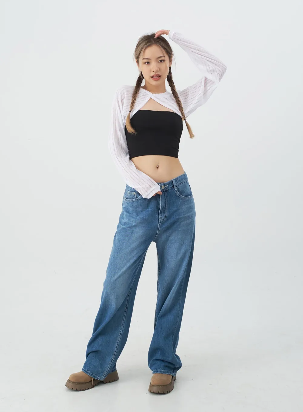 Wide Leg Denim Pants CJ13 sold by Lewkin product image thumbnail 4