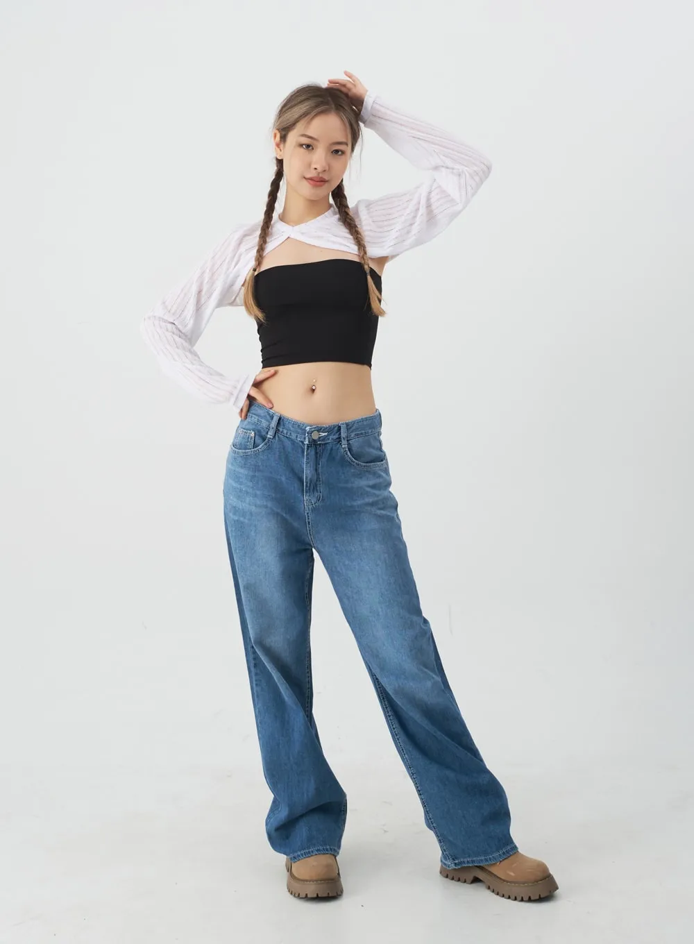 Wide Leg Denim Pants CJ13 sold by Lewkin