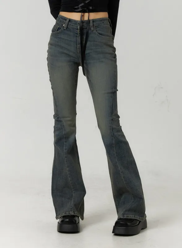 High Waist Slim Washed Bootcut Jeans CF407 sold by Lewkin