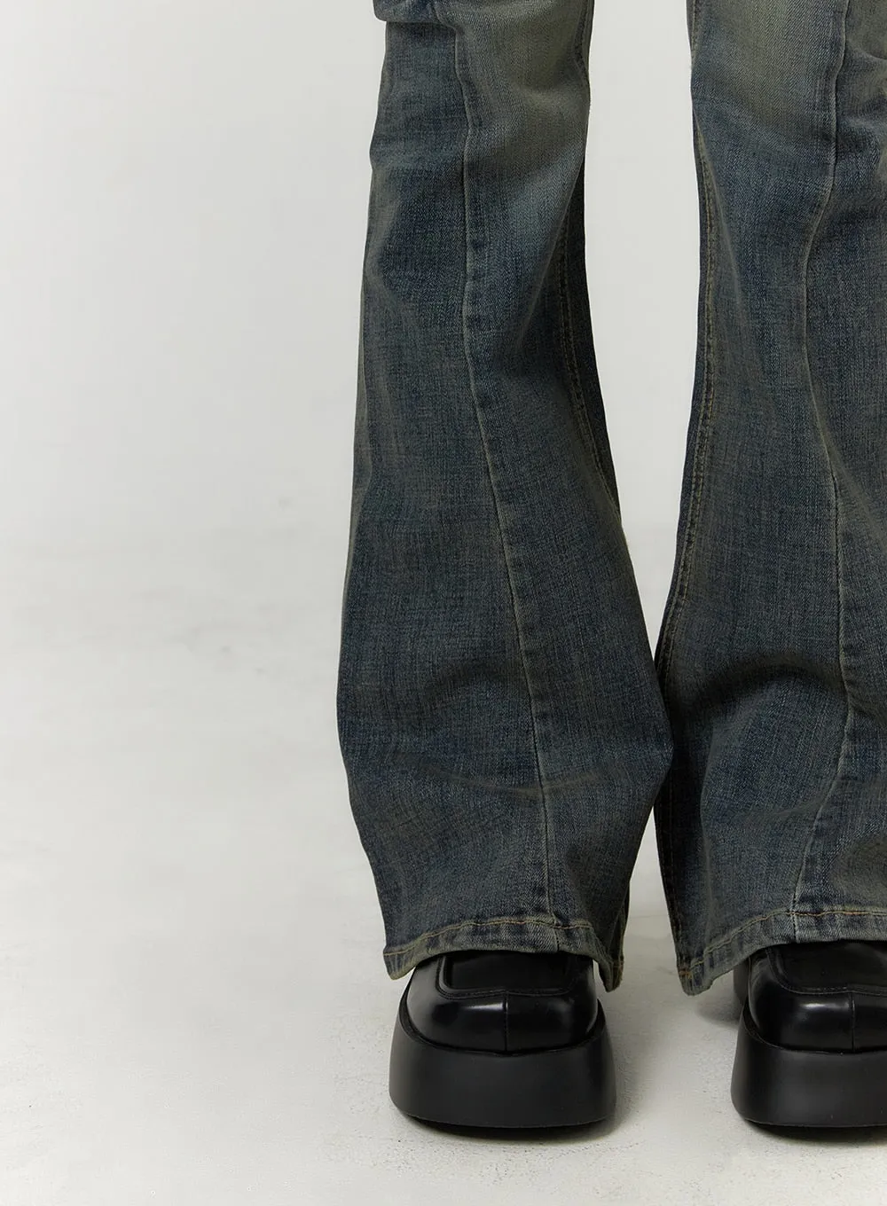 High Waist Slim Washed Bootcut Jeans CF407 sold by Lewkin product image thumbnail 5